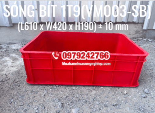 Sóng bít 1T9 màu đỏ kích thước 610x420x190mm