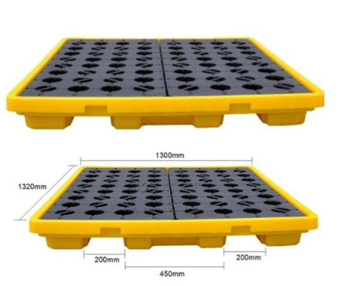 Cấu tạo chi tiết của pallet nhựa chống tràn dầu 4 phuy