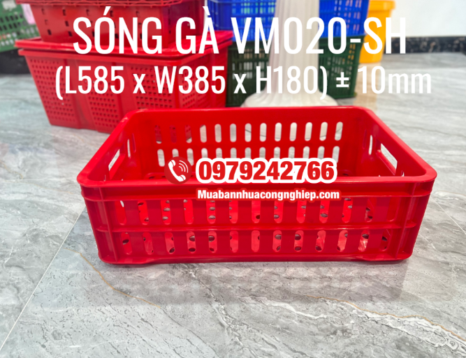 Sóng nhựa đựng tôm cá dạng nan hở thoát nước sơ chế tại xưởng