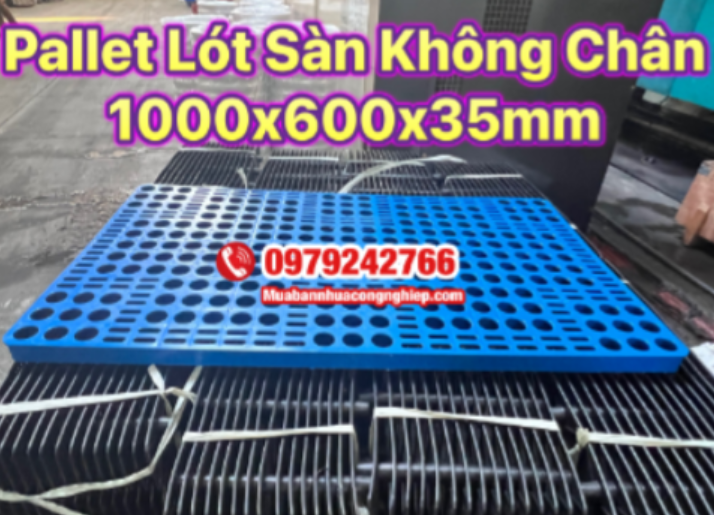 Pallet nhựa không chân – Kích thước 1000 x 600 x 35mm